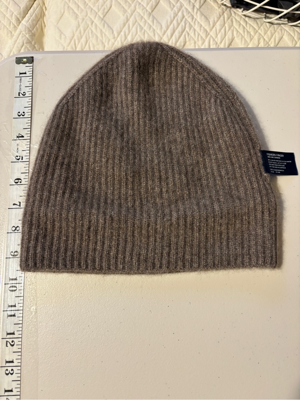 Androgynous Cashmere Beanie Fisherman Ribbed Medium Weight Elevated Basic Soft - Picture 5 of 7